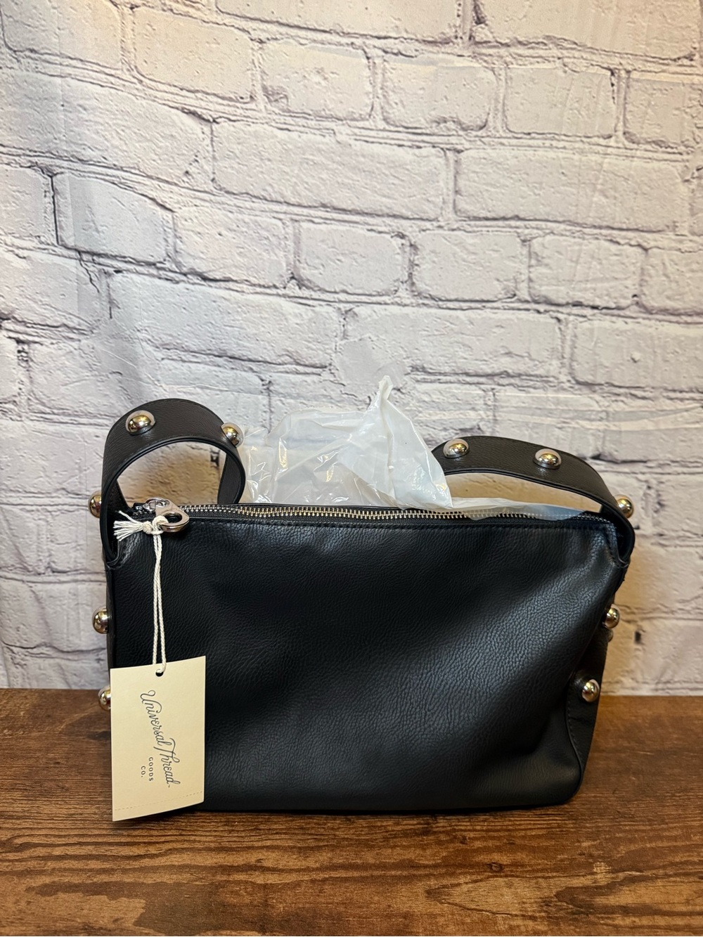 Universal Thread Black Pebbled Shoulder Bag with Stud Accents